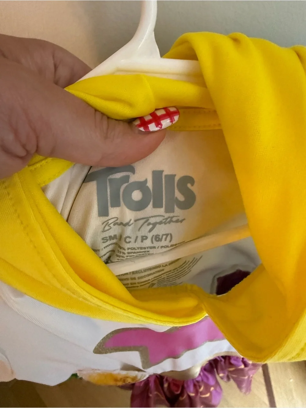 Trolls Cream, Pink, Yellow and Green Star Hooded Costume Dress